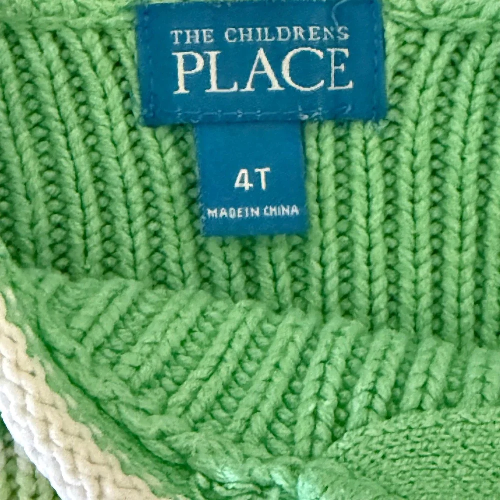 The Childrens Place Girls Green Striped Knit Sweater Sz-4T Buttons, Soft, Cozy‎